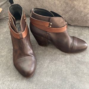 Harrow brown leather block heel ankle bootie: rag & bone 7.5